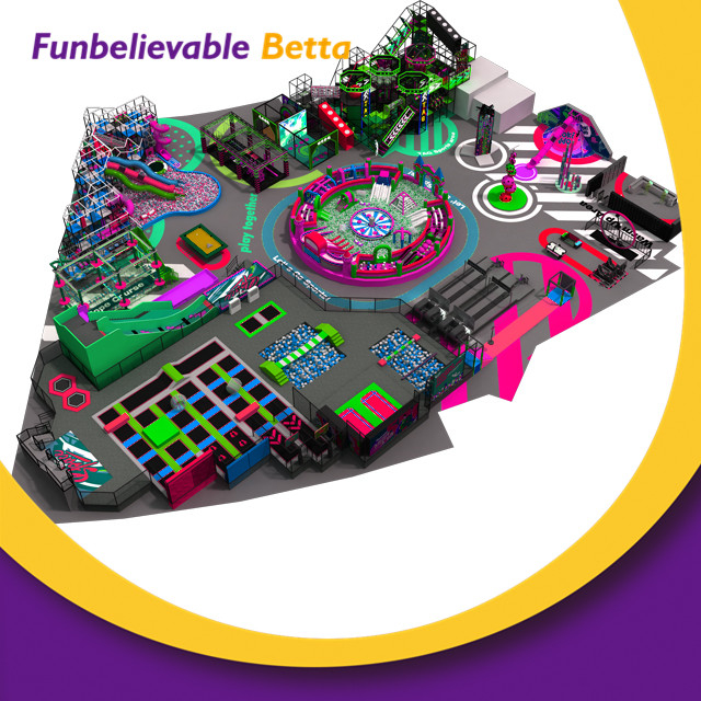 Trampol&iacute;n de juegos interior Bettaplay de 3600 m2 con tobog&aacute;n para dise&ntilde;o personalizado y ni&ntilde;os creativos