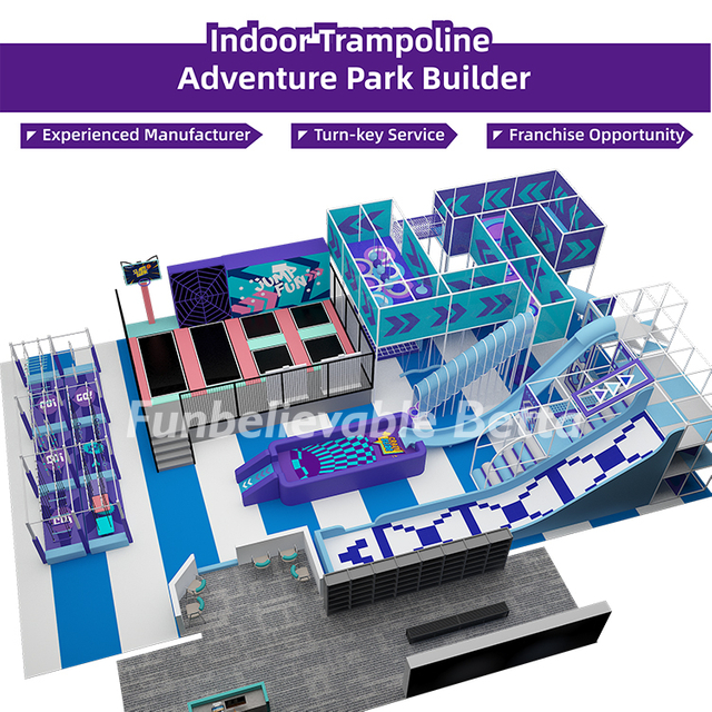 Bettaplay &Aacute;rea de juegos interior de dise&ntilde;o libre comercial de 320 m2 con trampol&iacute;n y s&uacute;per tobog&aacute;n