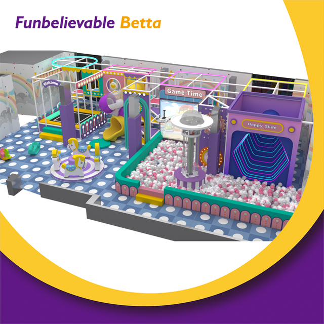 Bettaplay-patio de juegos interior comercial de 140 metros cuadrados, Color energ&eacute;tico suave y c&aacute;lido, tobog&aacute;n con bocina para ni&ntilde;os, parque infantil divertido y divertido