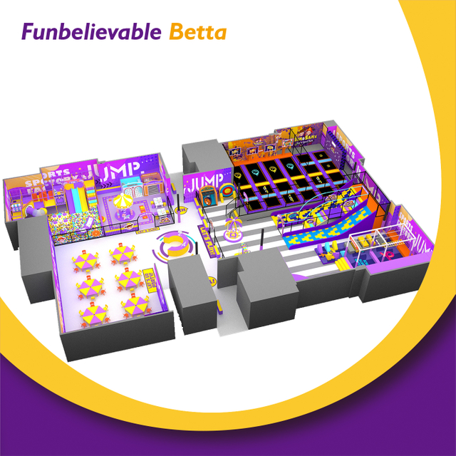Bettaplay كبير بمساحة 760 مترًا مربعًا معدات ترفيه داخلية مركز لعب للأطفال منطقة لعب متنزه ترامبولين ملعب داخلي تجاري للعائلة