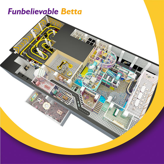Comercial de equipos de juegos infantiles interiores Bettaplay de 640 m2 con centro de juegos de rol