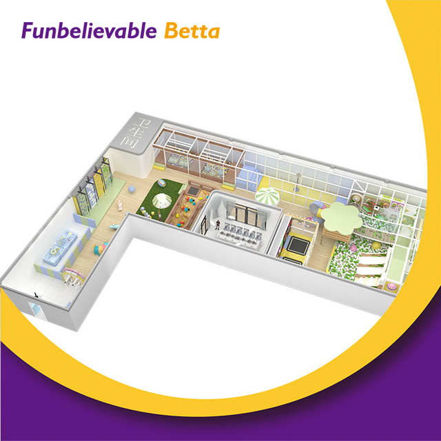 Bettaplay Parque infantil suave interior estilo madera Bettaplay de 410 m2 con tiovivo