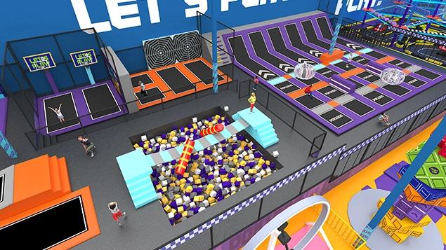 حالة تصميم Pokiddo: حديقة ترامبولين رياضية داخلية بمساحة 4500 متر مربع في ولاية الوحدة