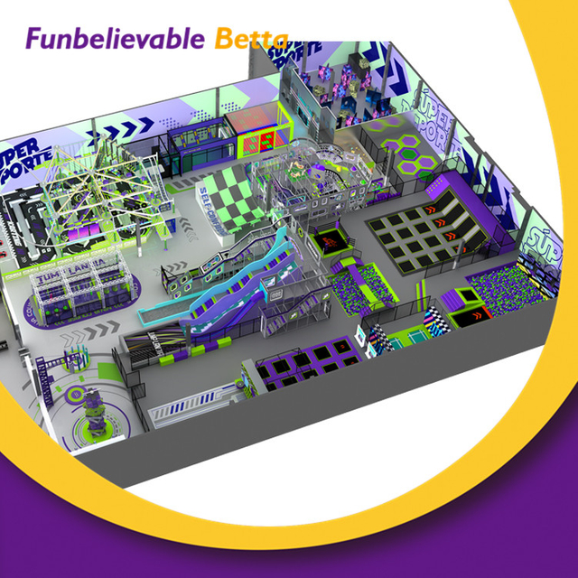 Trampol&iacute;n comercial interior Bettaplay de 3275 m2 con tobog&aacute;n para dise&ntilde;o personalizado y ni&ntilde;os creativos