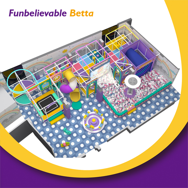Bettaplay-patio de juegos interior comercial de 140 metros cuadrados, Color energ&eacute;tico suave y c&aacute;lido, tobog&aacute;n con bocina para ni&ntilde;os, parque infantil divertido y divertido