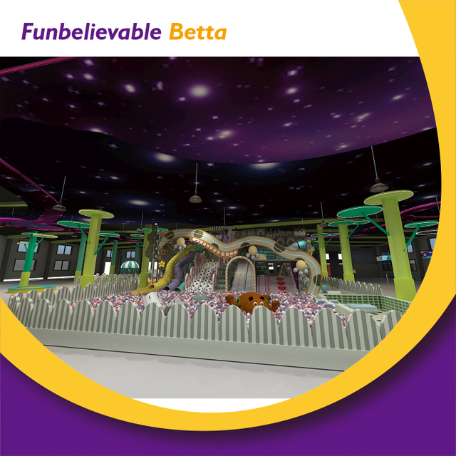 Bettaplay 750 SQM Jungle Theme Macaron Color Piscina de bolas grande con m&uacute;ltiples toboganes Laberinto interior 