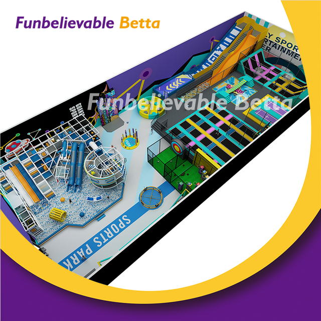 Bettaplay estilo azul profesional salto libre piscina de bolas trampol&iacute;n interior trampol&iacute;n interior parque juego interior en venta