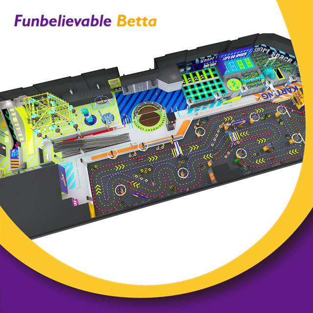 Bettaplay-Parque de salto comercial para ni&ntilde;os, trampol&iacute;n personalizado de 7000 m2, parque de atracciones de alta elasticidad, patio interior 
