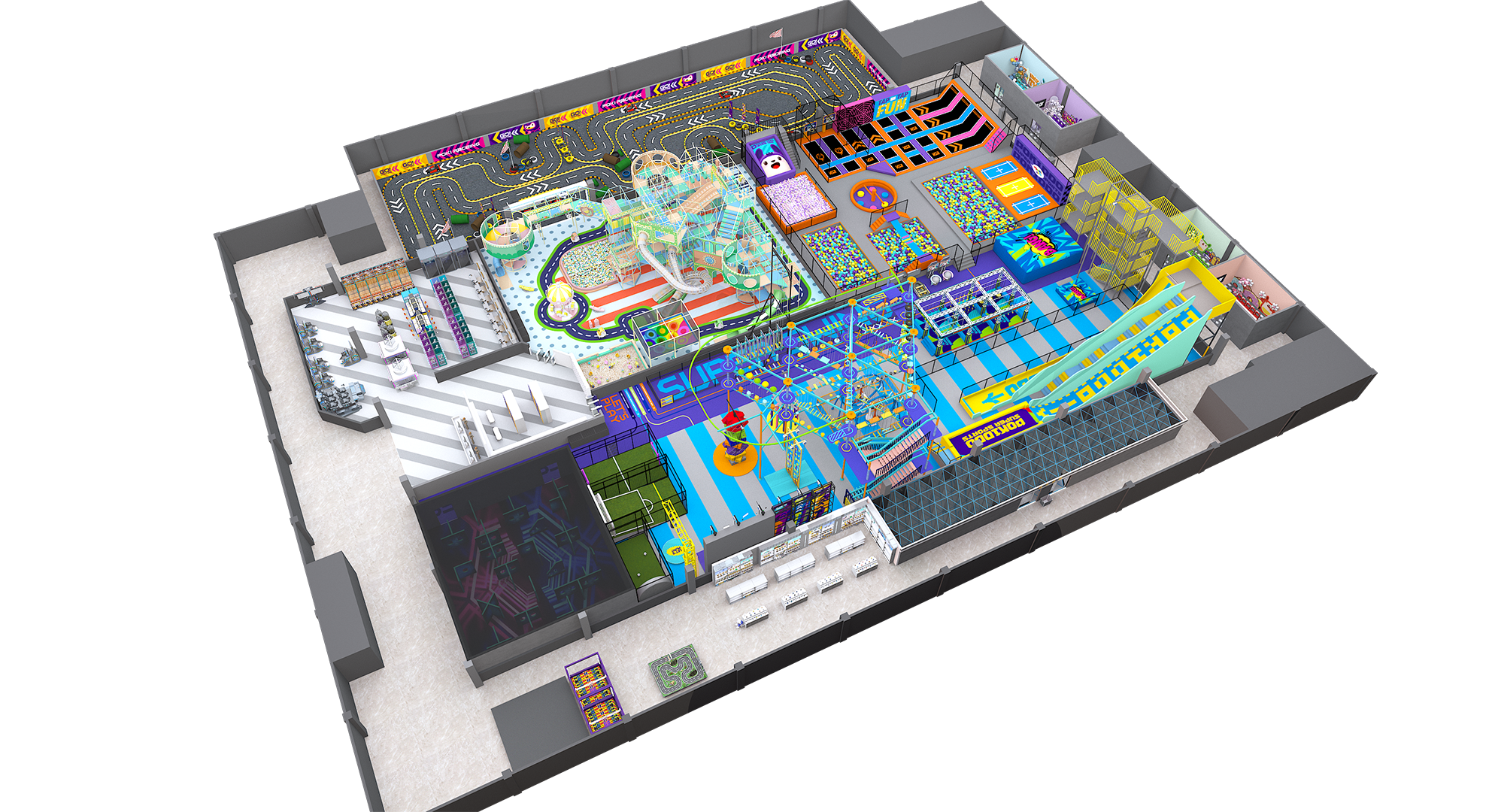 Caso de dise&ntilde;o de patio de juegos interior comercial Pokiddo: proyecto filipino: 4.000 metros cuadrados