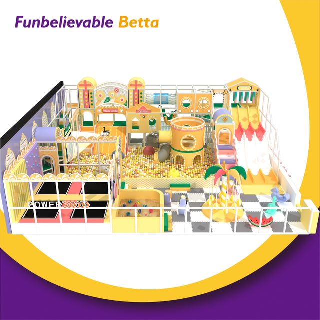 Bettaplay 195 SQM داخلي بلون الحلوى، تصميم آمن، حديقة ترامبولين ممتعة طفولية وشريحة ملونة لمنطقة لعب ممتعة في الملاهي