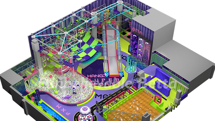 Pokiddo Design Case: &Aacute;rea de juegos interior de 750 m2: entretenimiento infantil de estilo tecnol&oacute;gico moderno