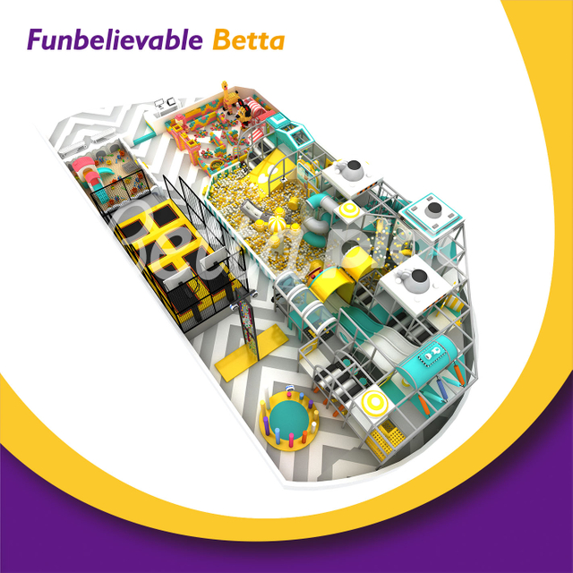Bettaplay 560㎡ Parque infantil Centro de juegos interior Parque de trampolines Toboganes grandes Epp Block Sand Pit para centros comerciales comerciales