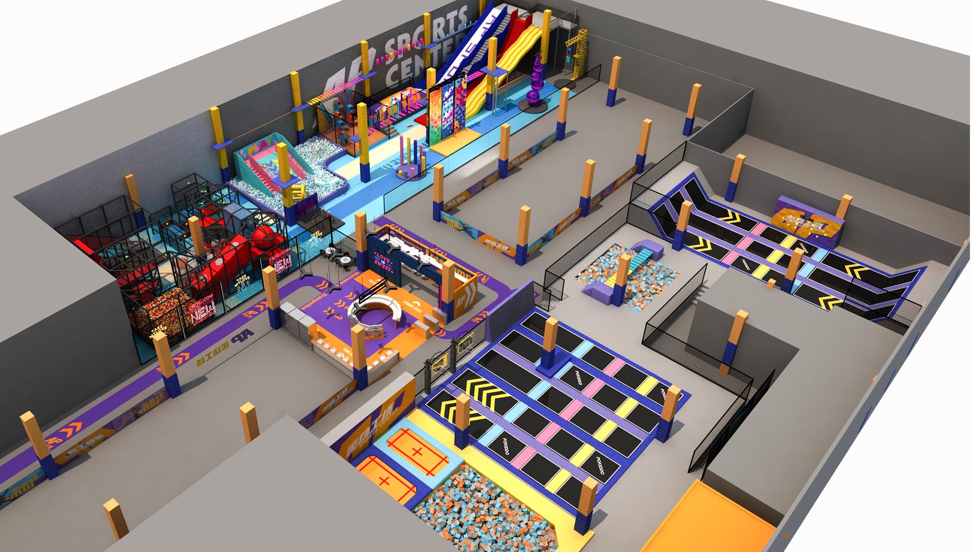 Parque de atracciones interior comercial Pokiddo: Caso de dise&ntilde;o del proyecto Quanzhou - 3000 metros cuadrados