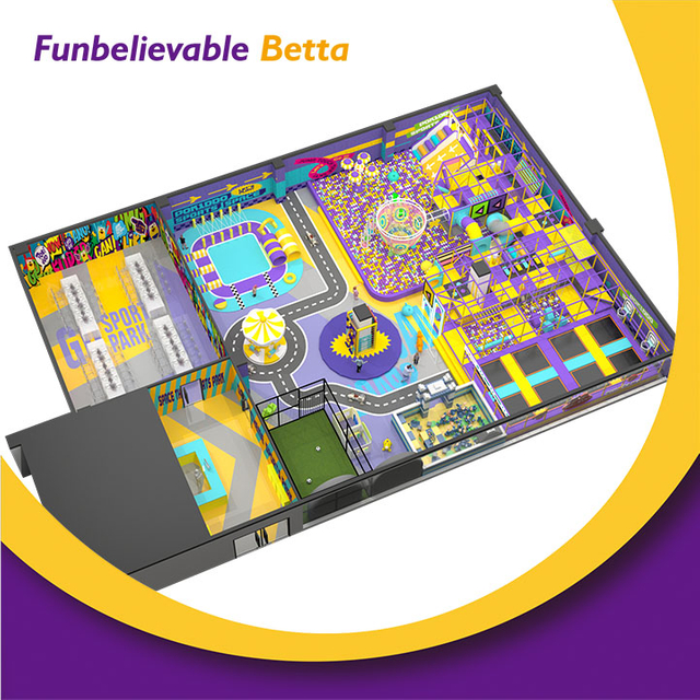 Equipo comercial de &aacute;rea de juegos interior Bettaplay de 570 m2 con parque de trampolines, &aacute;rea de juegos suave y campo Ninja