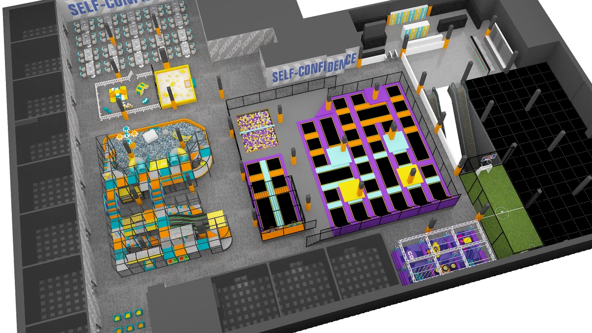 Estudio de caso de dise&ntilde;o de Pokiddo: Centro de entretenimiento familiar multifuncional de 2000 m2 en Ucrania