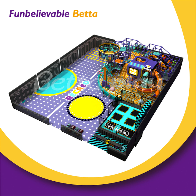 Bettaplay 437㎡ Новый дизайн, крытая игровая площадка, оборудование для игровых площадок, крытая игровая площадка с большой горкой Tunnl для детей