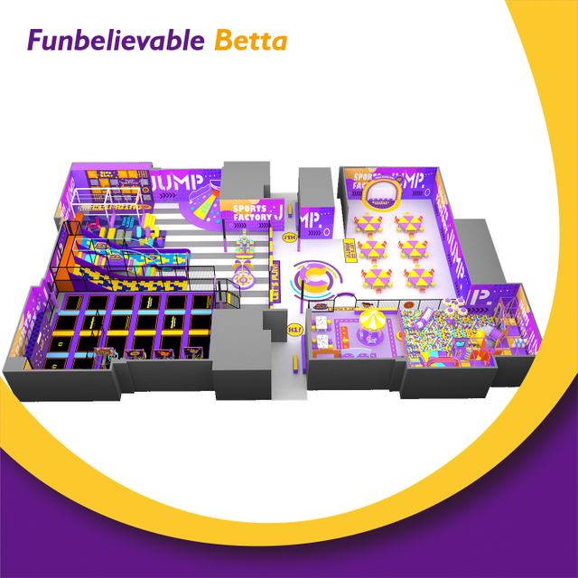 Bettaplay كبير بمساحة 760 مترًا مربعًا معدات ترفيه داخلية مركز لعب للأطفال منطقة لعب متنزه ترامبولين ملعب داخلي تجاري للعائلة