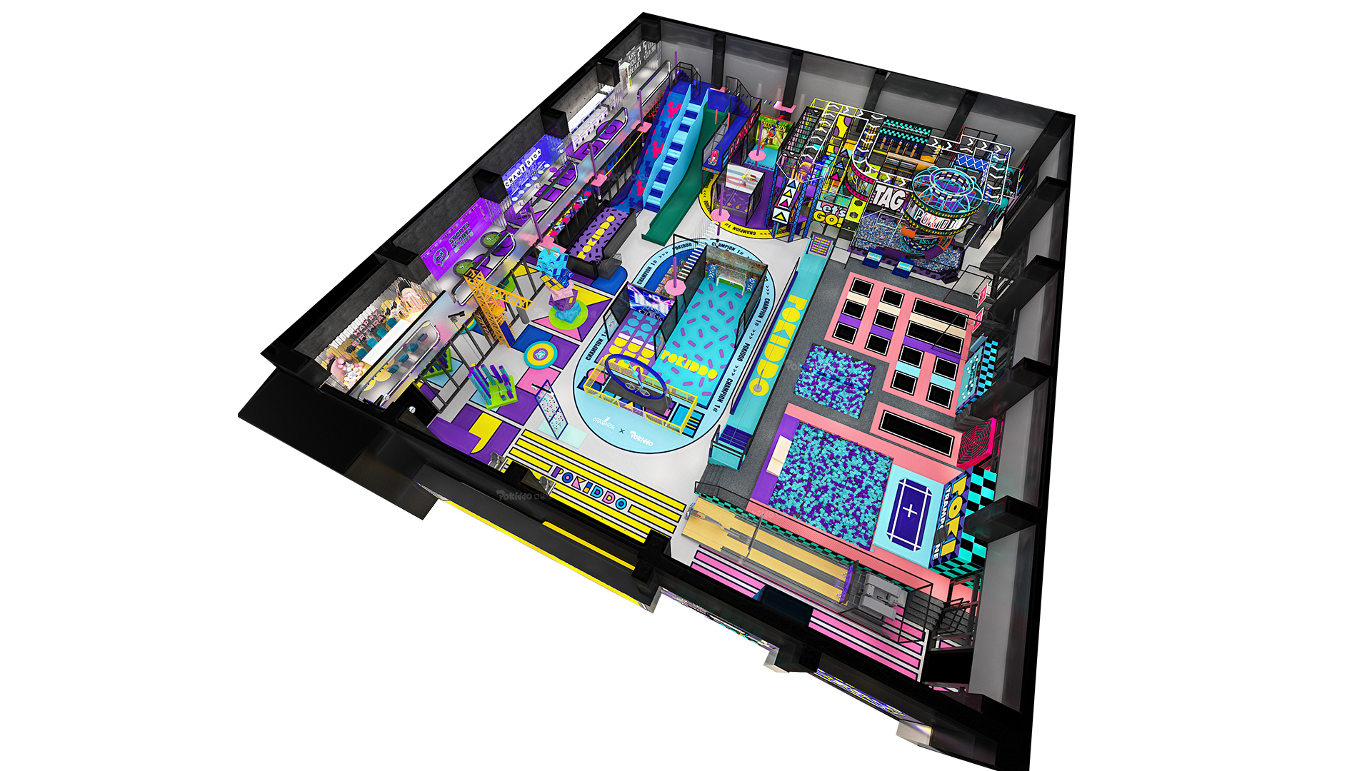 Parque de atracciones interior comercial Pokiddo - Caso de dise&ntilde;o del proyecto Hefei - 1500 metros cuadrados