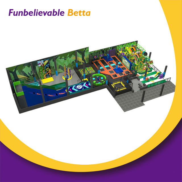 Bettaplay personalizado 655㎡ parque infantil cubierto parque de aventuras parque de trampolines para centros comerciales comerciales
