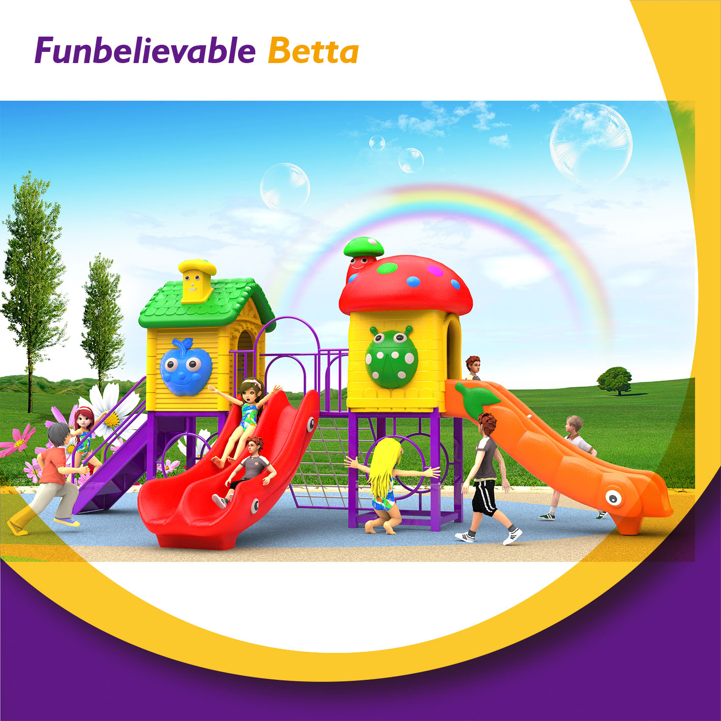 Bettaplay Cheap Outdoor Playground Plastic Slide And Swing Toys Kids Playground Outdoor