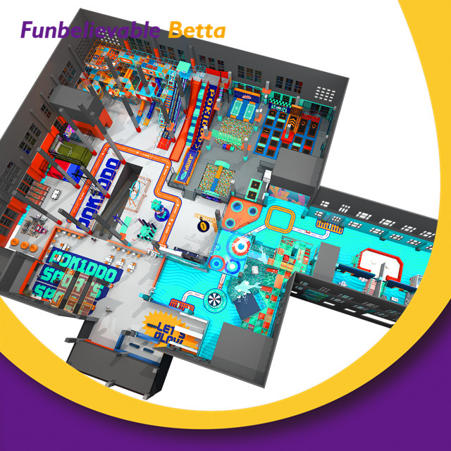 Bettaplay 3000 кв.м. Высококачественная детская зона Неоновый парк развлечений Крытая игровая площадка Фабрика Изготовленное на заказ мягкое игровое оборудование со светодиодной горкой