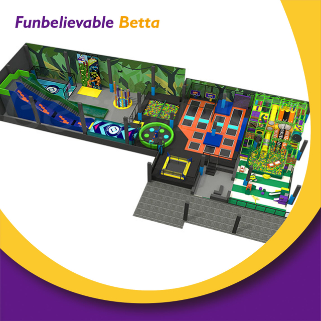 Bettaplay personalizado 655㎡ parque infantil cubierto parque de aventuras parque de trampolines para centros comerciales comerciales