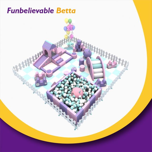Venta al por mayor de art&iacute;culos de alquiler para fiestas infantiles en interiores, paquete de juego suave en colores pastel con piscina de bolas