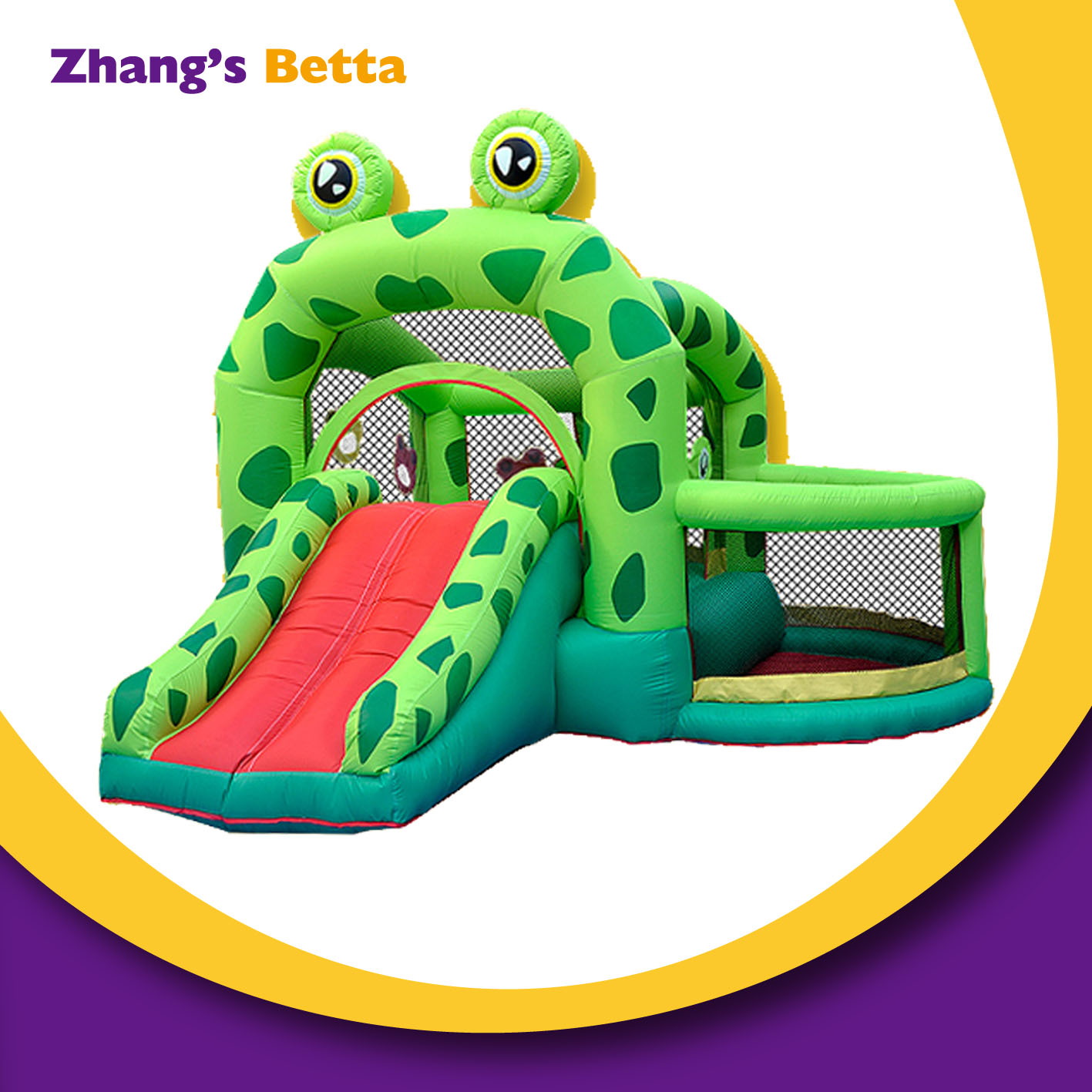 Kids Cartoon Frog Jumping House with Slide