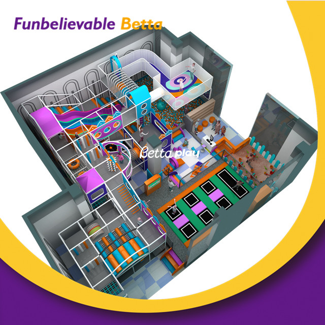 Bettaplay &Aacute;rea de juegos interior con tema espacial para ni&ntilde;os de alta calidad con toboganes grandes para uso comercial 