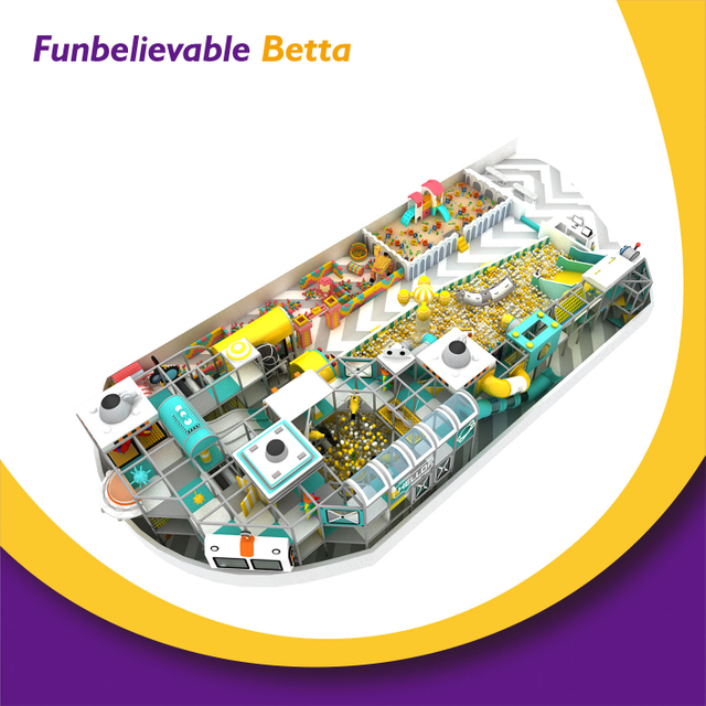 Bettaplay 560 SQM Yellow Kids Naughty Castle Lindo patio de juegos interior con piscina de bolas a la venta
