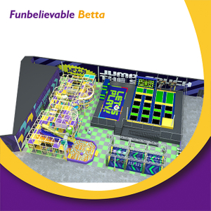 Bettaplay مخصص 1600SQM حديقة رياضية داخلية القفز الترامبولين لعب دورة النينجا باللون الأزرق والأخضر لجميع الأعمار