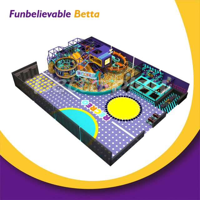 Bettaplay 437㎡ Новый дизайн, крытая игровая площадка, оборудование для игровых площадок, крытая игровая площадка с большой горкой Tunnl для детей