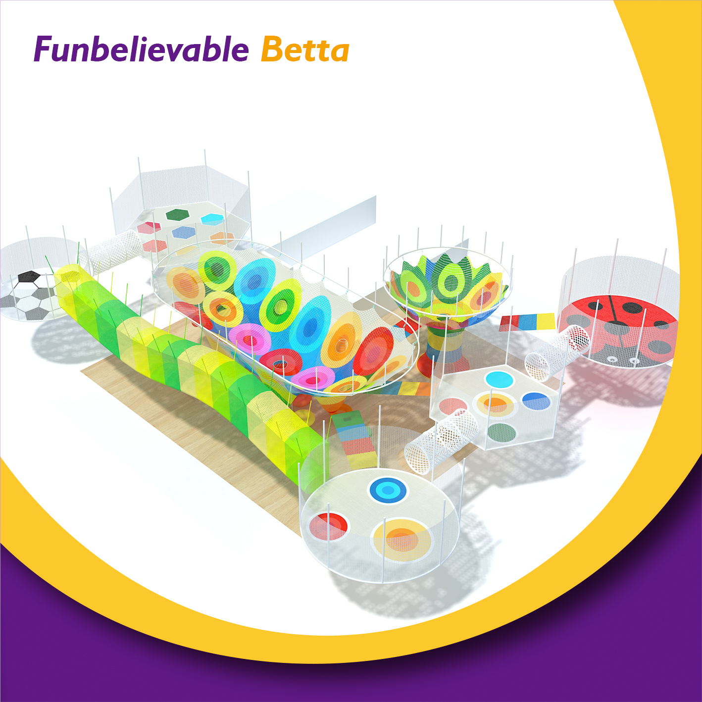 Bettaplay indoor playground crochet playground rainbow rope net tree for kids