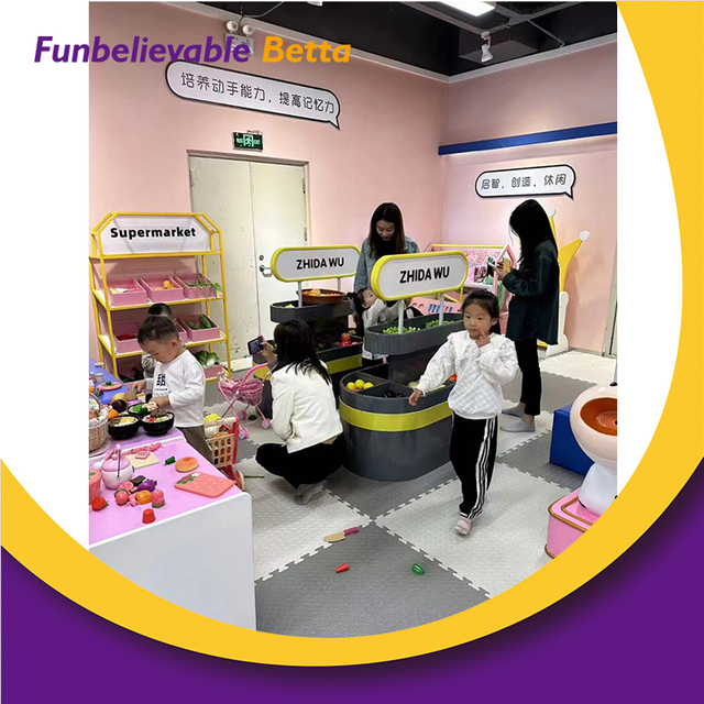 Bettaplay Kids لعب دور السوبر ماركت الفاكهة والطعام softplay ملعب داخلي ملعب الأطفال 