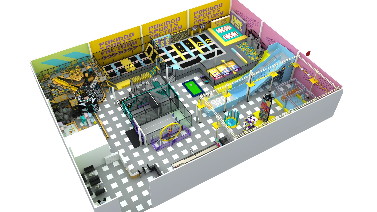 دراسة حالة للتصميم الحقيقي لـ Pokiddo: مركز ترفيهي عائلي ديناميكي بمساحة 1800 متر مربع في المكسيك من تصميم Pokiddo