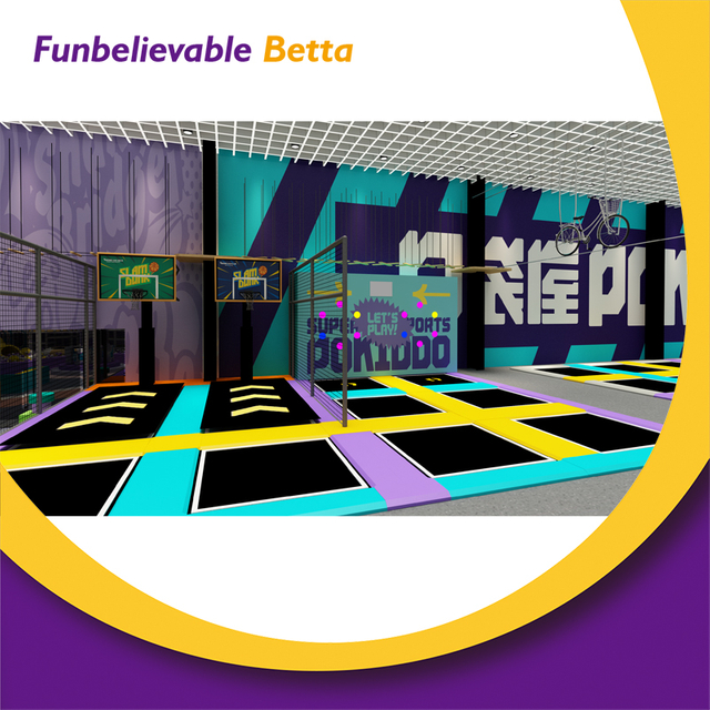 Bettaplay 1900SQM Equipo de trampol&iacute;n interior para ni&ntilde;os con tem&aacute;tica de ensue&ntilde;o de moda p&uacute;rpura Centro de entretenimiento con piscina de bolas con toboganes m&uacute;ltiples