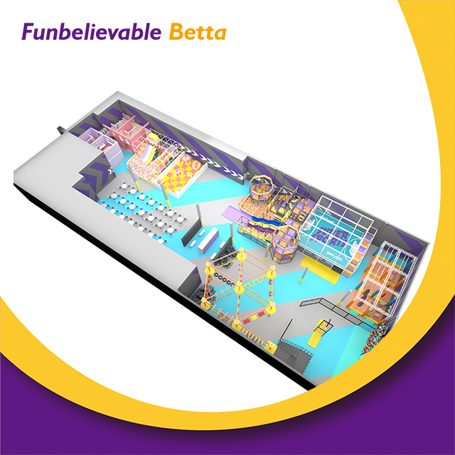 Bettaplay Сертификация TUV 1400 кв.м. Конфетная тема Крытая мягкая игровая площадка с тремя большими горками и шариковой ямой