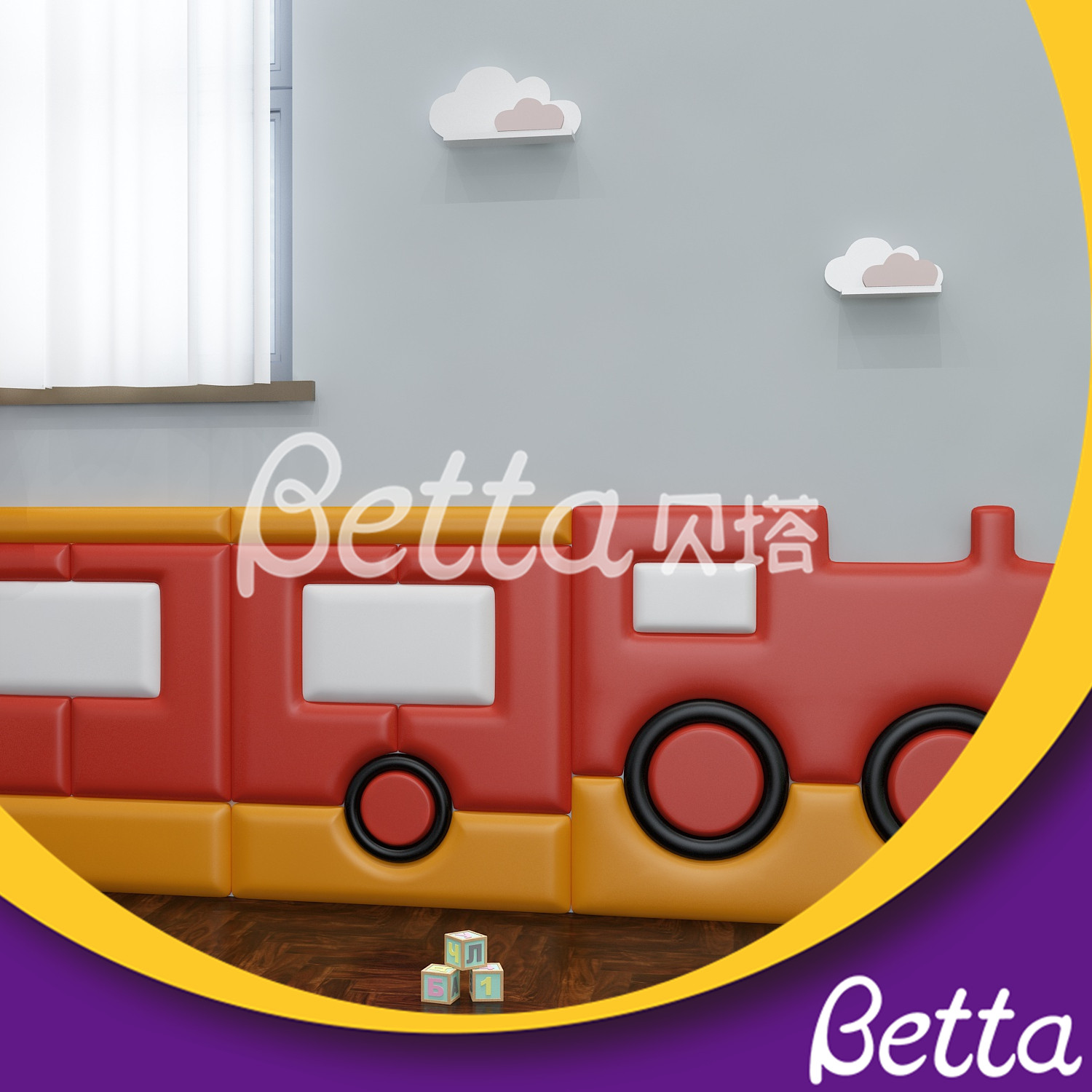 Safety Colorful Soft Wall Customized Train Soft Playground for Kids 