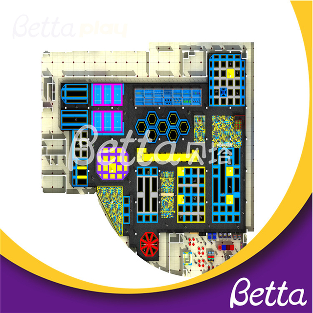Parque de trampolines de salto personalizado Bettaplay para juegos infantiles cubiertos