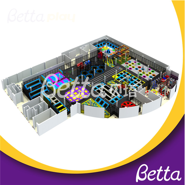 Parque de trampolines de salto personalizado Bettaplay para juegos infantiles cubiertos